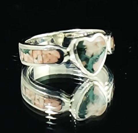 Heart Greenstone Mesolite Inlay Ring