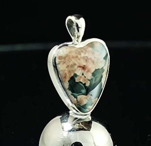 Heart Greenstone Mesolite Pendant