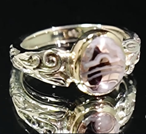 Copper Replacement Agate Ring 14k Gold Filigree