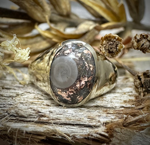 Custom Copper Eye Agate 14k Ring